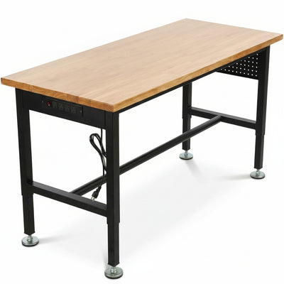 Adjustable Height Workbench Built for Versatile Garage Use, 2500 lb Capacity, Stainless Steel Frame, 48 Inch