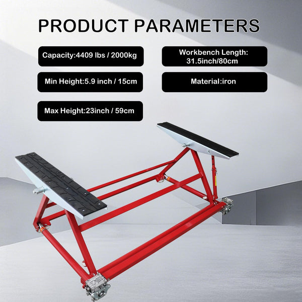 Portable Car Lift Designed for Home Garages, 4409 lb Capacity, Adjustable Height 15-59cm, Mobile Casters