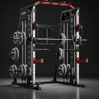 Smith Machine Home Gym Built to Maximize Small Spaces, 2200LB Capacity, 8-in-1 Training System, Dual Cable Pulleys