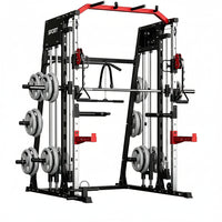 Smith Machine Home Gym Built to Maximize Small Spaces, 2200LB Capacity, 8-in-1 Training System, Dual Cable Pulleys