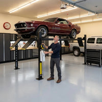4-Post Automotive Deluxe Extended Storage Car Lift 8,000 Lb. Capacity Heavy Duty — Lifestyle