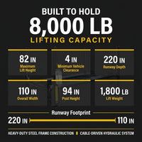 4-Post Automotive Deluxe Extended Storage Car Lift 8,000 Lb. Capacity Heavy Duty — Results & Stats